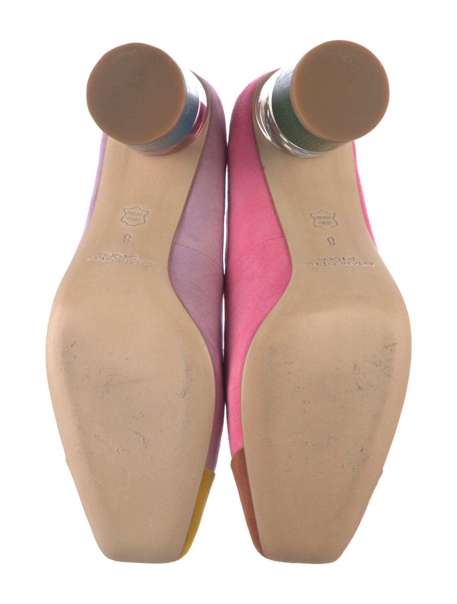 Charlotte Stone Suede Colorblock Pattern Pumps